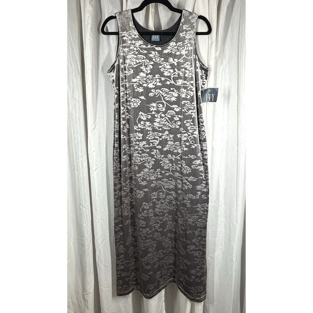 VTG Ivy Opulence Burnout‎ Velour Floral Maxi Dress Womens PL Whimsigoth 90s NWT